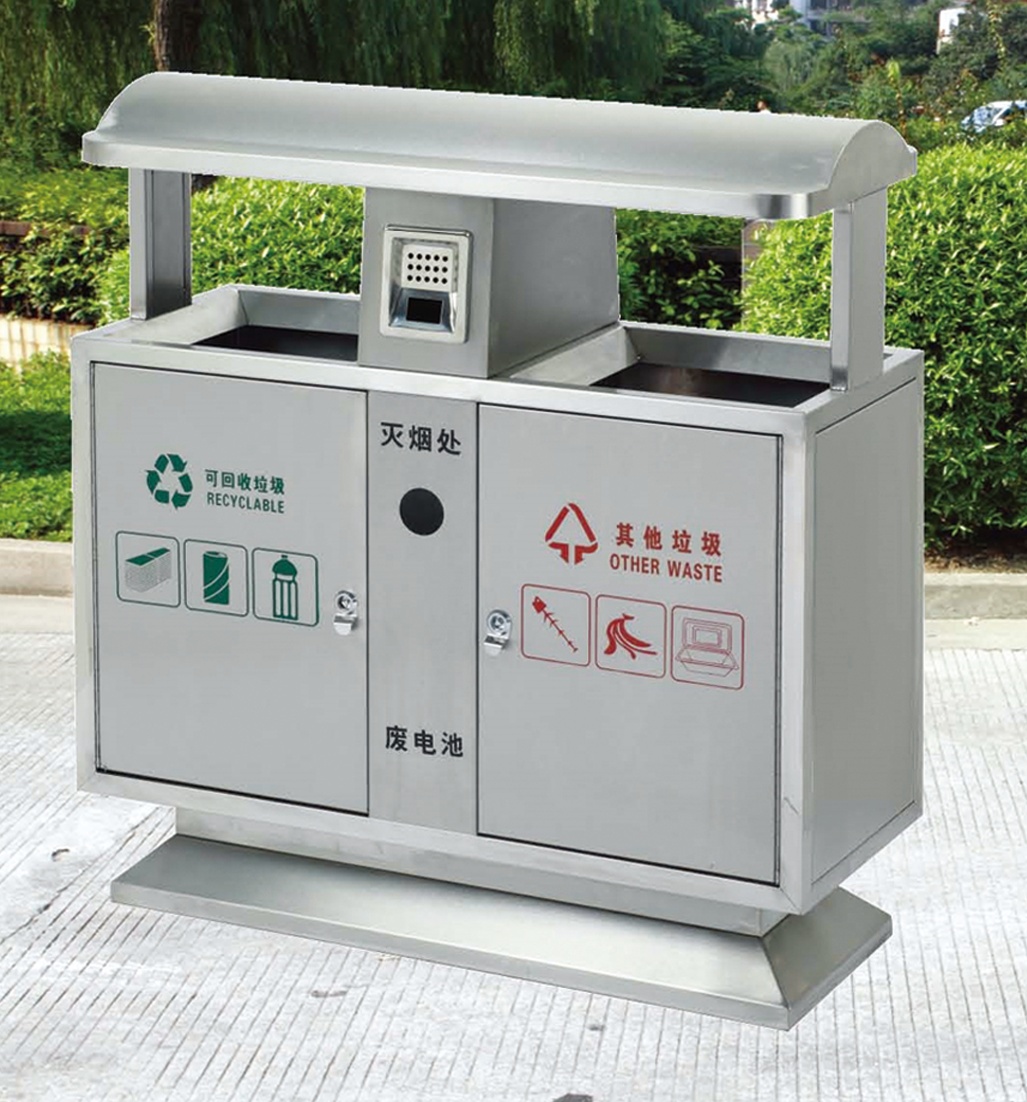 山東不銹鋼果皮箱，濰坊不銹鋼分類垃圾桶